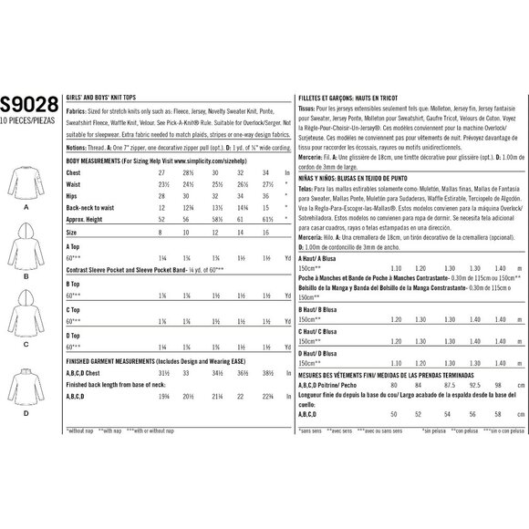 Simplicity Sewing Pattern 10714 Childs Knit Tops Size 8-16 - Picture 2 of 3